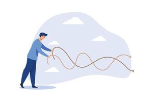 Stock market manipulation, control or influence crypto currency price or benefit or profit from investment authority concept, businessman market manipulator play battle rope to control market graph. vector