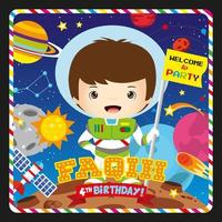Birthday banner with cute Astronaut vector