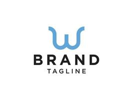 Blue Initial Letter W or Logo Geometric Triangle Rounded. Flat Vector Logo Design Template Element
