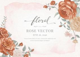 Beautiful Rose Flower and botanical leaf digital painted illustration for love wedding valentines day or arrangement invitation design greeting card vector