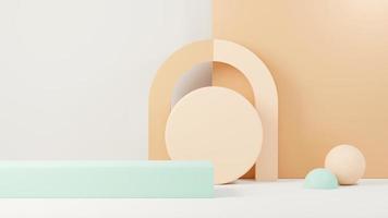 3d render abstract display podium platform for  product presentation and advertising. Minimal scene backdrop with clean design. Vacant pedestal for mock up. Empty stage with pastel color for cosmetic. photo