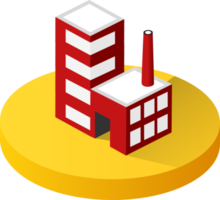 bâtiments de la ville d'icônes 3d isométriques pour l'ensemble de concepts infographiques qui comprend la maison, les bureaux, les magasins, les supermarchés et les éléments industriels png