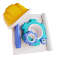 3D illustration engineering helmet and tools png