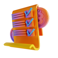 3D illustration colorful bitcoin document png