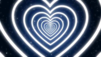 animazione amore cuore incandescente bianco colore loop infinito e romantico astratto bagliore particelle - 4k loop continuo movimento sfondo animazione video