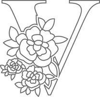 Libro de colorear de letras del alfabeto floral para niños. ilustración vectorial del alfabeto educativo último con páginas para colorear de obras de arte floral. estilo garabato. vector