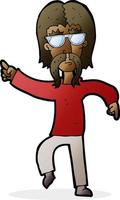 hombre hippie de dibujos animados con gafas vector