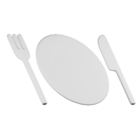 tenedor cuchillo placa comida 3d ilustración png