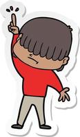 pegatina de un niño de dibujos animados con el pelo desordenado vector
