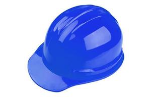 blue safety helmet on white background photo