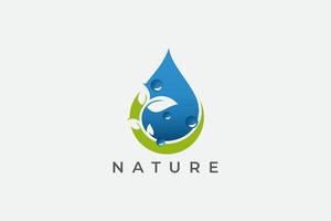 Nature Fresh Water Drop Logo vector