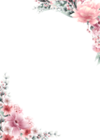 pink flower frame watercolor png