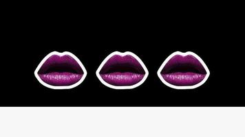 rouge à lèvres coloré de mode, ensemble de cosmétiques pour femmes, lèvres sexy, rouge à lèvres pour le maquillage, produits de beauté. baiser de rouge à lèvres. concept de maquillage stop motion, animation, timelapse video