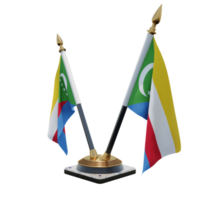 illustration 3d des comores support de drapeau de bureau double v png