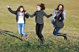 group of teens have fun outdoor photo