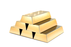 pila di oro barre, finanziario e Riserva di valore concetto su trasparente sfondo. 3d rendere png