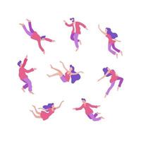 conjunto de varias personas de dibujos animados volando en el espacio vector ilustración plana