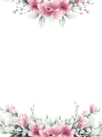 vattenfärg rosa blomma ram png