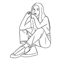 arte lineal mínimo del estilo de vida de la gente de la moda en concepto dibujado a mano para la decoración, estilo garabato vector