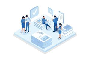 People do paperwork concept design. Can use for web banner, infographics, hero images, isometric vector modern illustration
