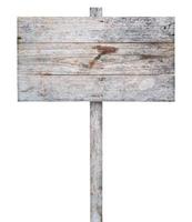 Old wooden sign isolated on white background photo