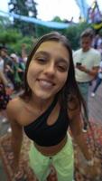 Woman dancing and having fun at outdoor party video