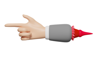 main d'homme d'affaires de dessin animé pointant isolé. illustration 3d ou rendu 3d png