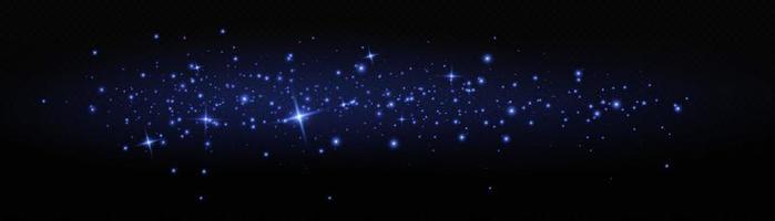 Blue dust. Yellow sparks shine light effect. vector
