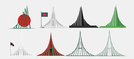 Bangladesh National Martyrs' Monument set illustration vector
