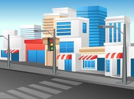 concepto plano ilustración isométrica 3d perspectiva de fondo esquina de la calle de la ciudad moderna vector