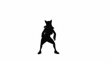 Sexy dance silhouette of person on white background. 3D video