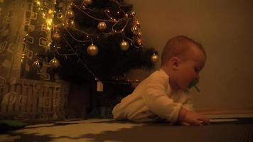 cute little baby girl at christmas eve video