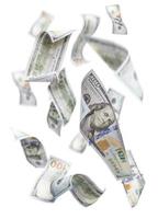 cayendo al azar 100 billetes en blanco foto