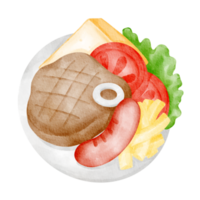 bistec comida rapida acuarela png