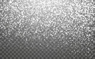 Snowfall and falling snowflakes on dark transparent background. White snowflakes and Christmas snow. Vector illustration