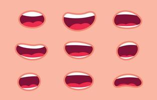 gran conjunto de bocas de dibujos animados divertidos de animación con diferentes expresiones y emociones sonríen, enojan, ríen, sorprenden. vector