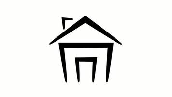 The city quarter silhouette of the city is in motion. Black and white illustration flat on a white background. video