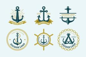 conjunto de logotipo de ancla vintage vector