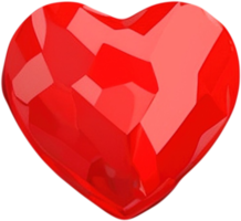 Illustration 3d d'une forme de coeur rougeoyante comme une pierre précieuse png