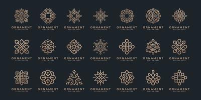 Set of luxury floral ornament with line art icon element. vector