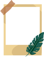 photo frame template with tape and decorative leaf element png