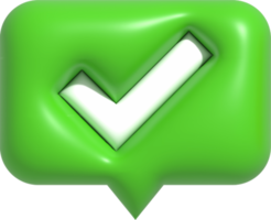 realistisk korrekt bock symbol. ja, rätt och godkänd ikon 3d framställa illustration png