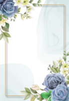 élégante carte d'invitation de mariage de roses bleu royal png