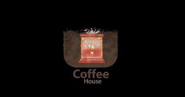 carino caffè icona logo animazione con liquido particelle su trasparente sfondo. un' bene in forma per il funzionamento di il tuo caffè negozio video