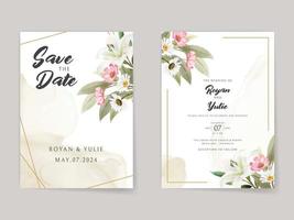 Elegant white floral wedding invitation card vector