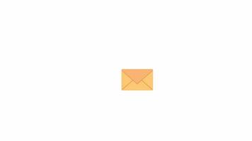 Animé expéditeur email enveloppe. plat dessin animé style icône 4k vidéo images. Envoi en cours message processus Couleur isolé élément animation sur blanc Contexte avec alpha canal transparence video