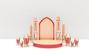 ramadan sale background 3d render, with  podium, lantern for greeting, banner, poster photo