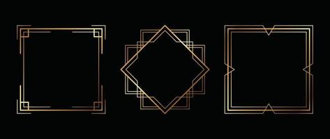 Set of luxury geometric golden frame vector. Gradient gold art deco, antique, vintage style, symmetric decorative border line shape. Elegant design illustration for card, decoration, poster, banner. vector