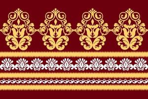 ikat étnico sin costura modelo diseño. azteca tela mandala textil fondo de pantalla. tribal nativo motivo boho ornamento africano americano indio gente tradicional bordado vector antecedentes