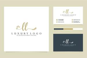 Initial LL Feminine logo collections and business card templat Premium Vector